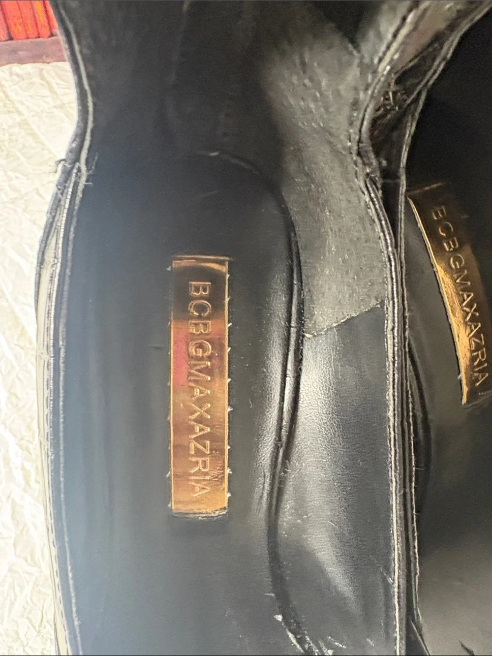 BCBGMaxAzria Black Croc-Embossed Pointed Ankle-Strap Wedged size 6 - Picture 3 of 9